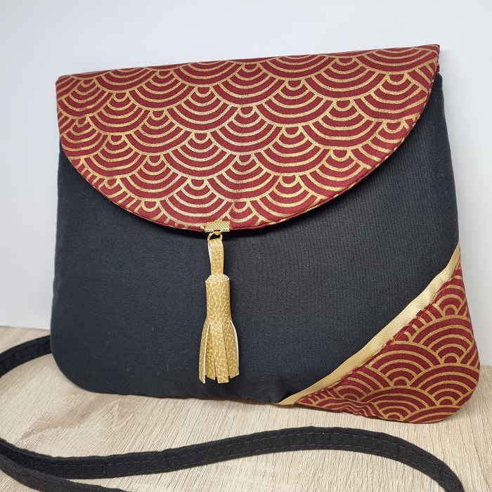 Clutch bag - Nami red gold - evening bag - women\'s clutch - Japanese fabric
