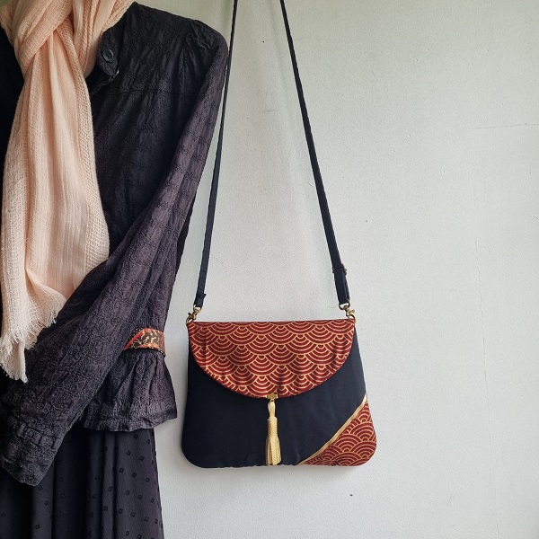 Clutch bag - Nami red gold - evening bag - women\'s clutch - Japanese fabric
