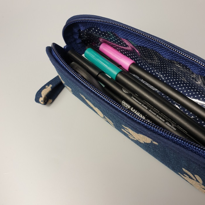 Pencil case - Usagi Rabbits - navy blue