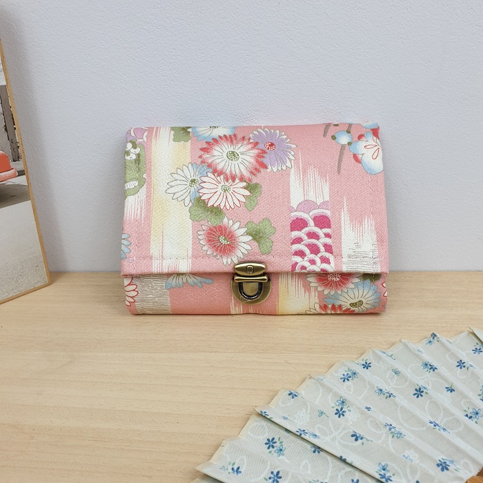 5.5" cards and coins wallet  - Ayana rose blanc - flowers
