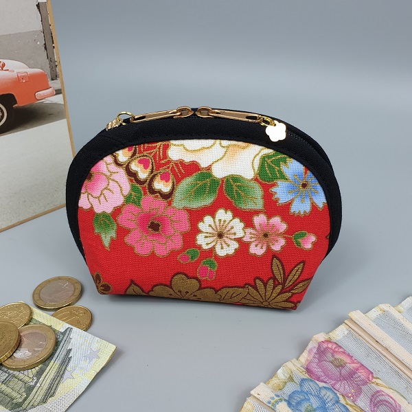 Porte-monnaie - Kanako rouge - fermeture zippée - Anniversaire - cadeau femme