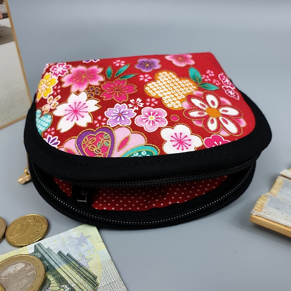 Porte-monnaie - Miya rouge - fermeture zippée - Anniversaire - cadeau femme