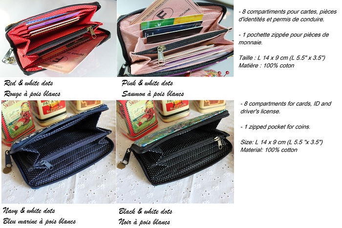 5.5\" zippered Cards and coins wallet - Ayami black pink