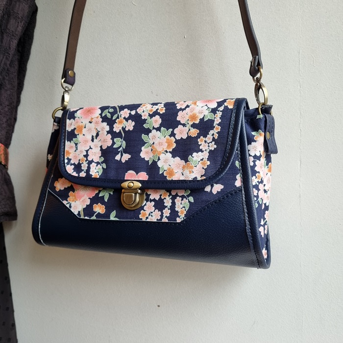 Cross body / hand bag - Ayami blue - navy blue faux leather