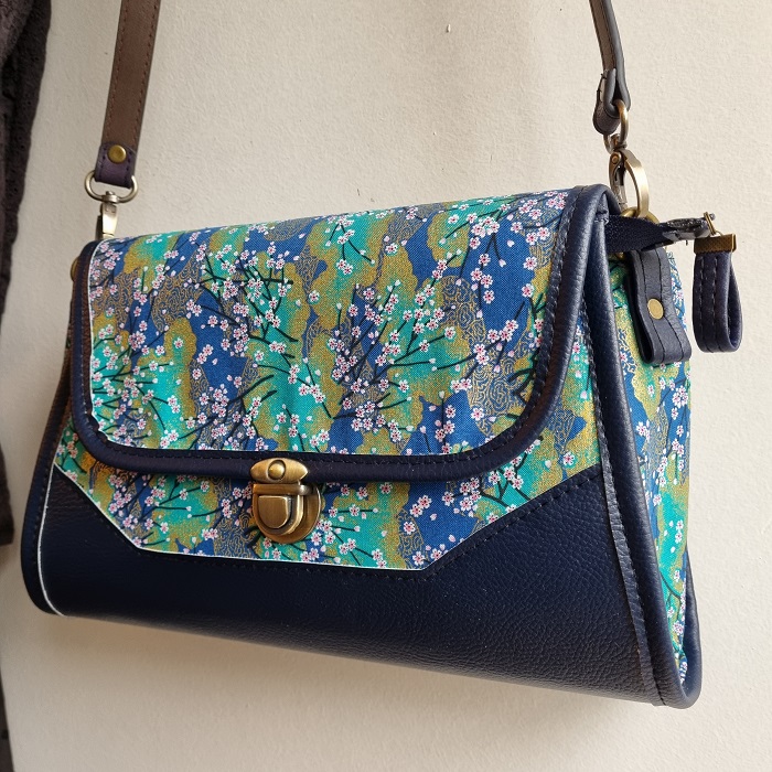 Cross body / hand bag - Akina blue - navy blue faux leather