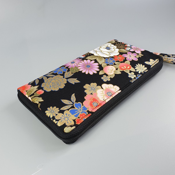 8.3" long zippered wallet - Kanako black gold multicolor